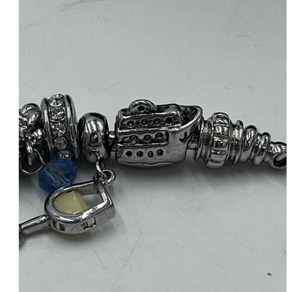 Vacation Cruise‎ Ship Anchor Pina Colada Wine Blue White Euro Charm Bracelet - Picture 6 of 10
